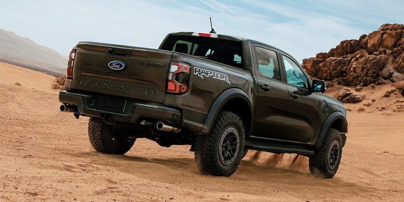 raptor trim level of 2024 ford ranger parked in the desert